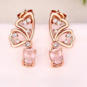Butterfly Jewelry Rose Quartz In Sterling SIlver, Rose Gold Plated Pink Beauty!